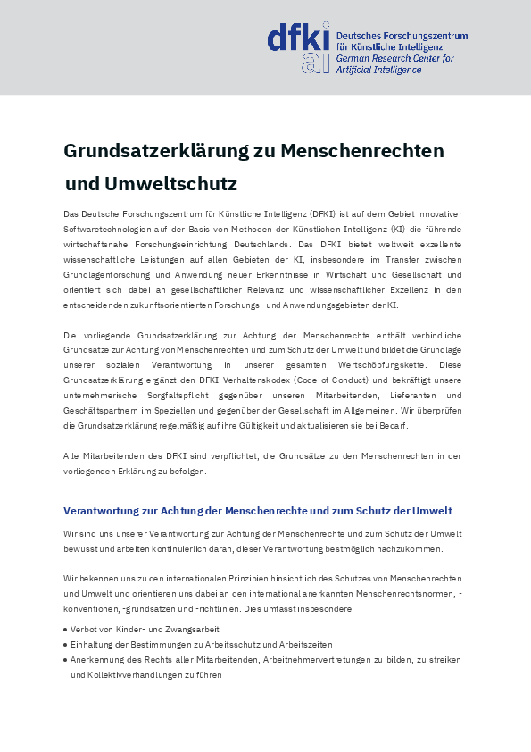 Download Preview DFKI Grundsatzerklärung zu Menschenrechten und Umweltschutz