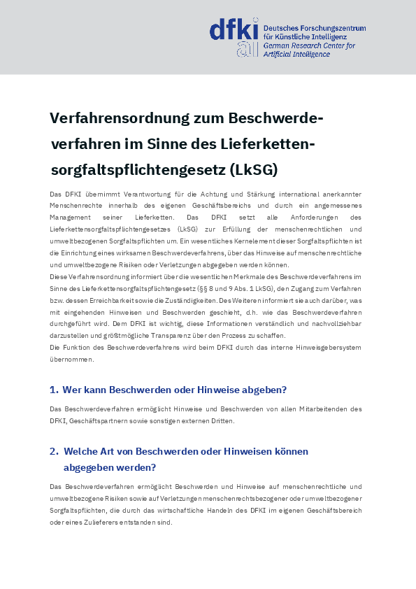 Download Preview DFKI Verfahrensordnung zum LkSG