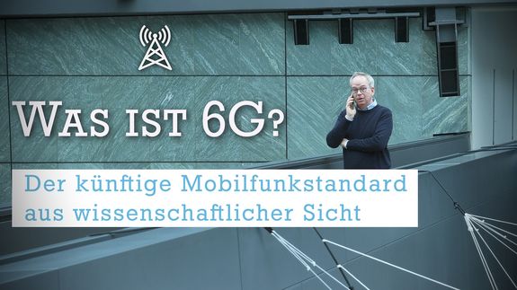 Was ist 6G? Mann am Mobiltelefon vor architektonisch interessantem Hintergrund