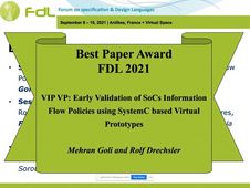 Dr. Mehran Goli and Prof. Dr. Rolf Drechsler awarded with Best Paper Award of FDL 2021 