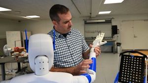 The robot is a prototype from an earlier research project.