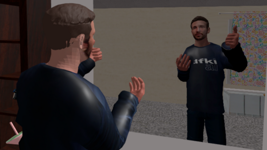 Testing emotions in front of the mirror