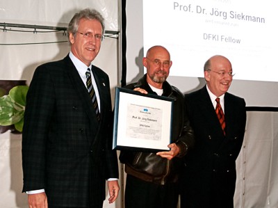 [Translate to English:] Dr. Walter Olthoff, Prof. Dr. Jörg Siekmann, Prof. Dr. Wolfgang Wahlster,   DFKI Kaiserslautern, 13. September 2013